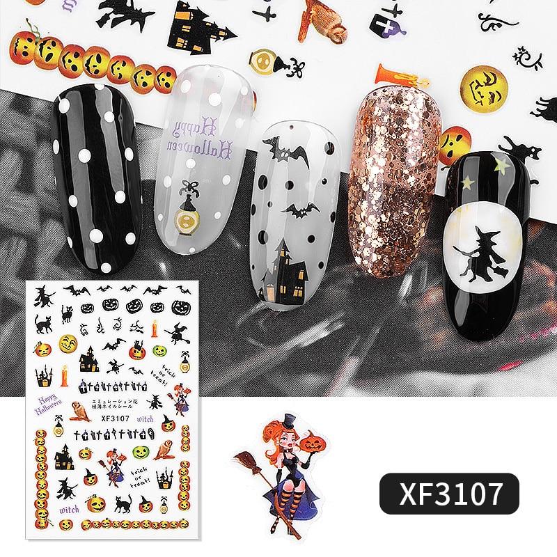 1 Sheet Halloween Series Nail Sticker Pumpkin Lantern Skeleton Spider Vampire Decals For Nail Art DIY Decoration Tools