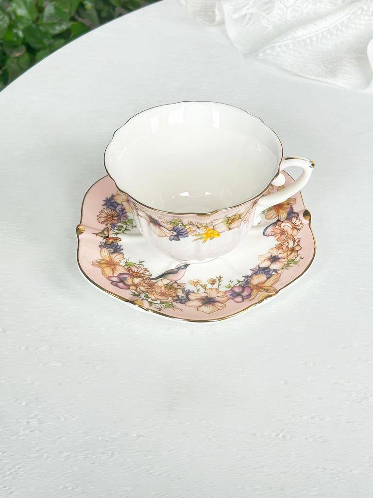 Европейский чайный сервиз, кофейная чашка и тарелка, винтажный цветок, креативная керамическая чашка и тарелка