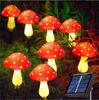 Waterproof Outdoor Solar Mushroom LED String Lights for Garden, Patio, Christmas, and Holidays with Fairy Lights and Ground Stakes