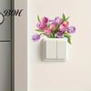 Waterproof Switch Sticker Removable Flower Sticker, Colorful Rose Peony Wall Protective Cover Decals, DIY Light for Bedroom Living Room PVC