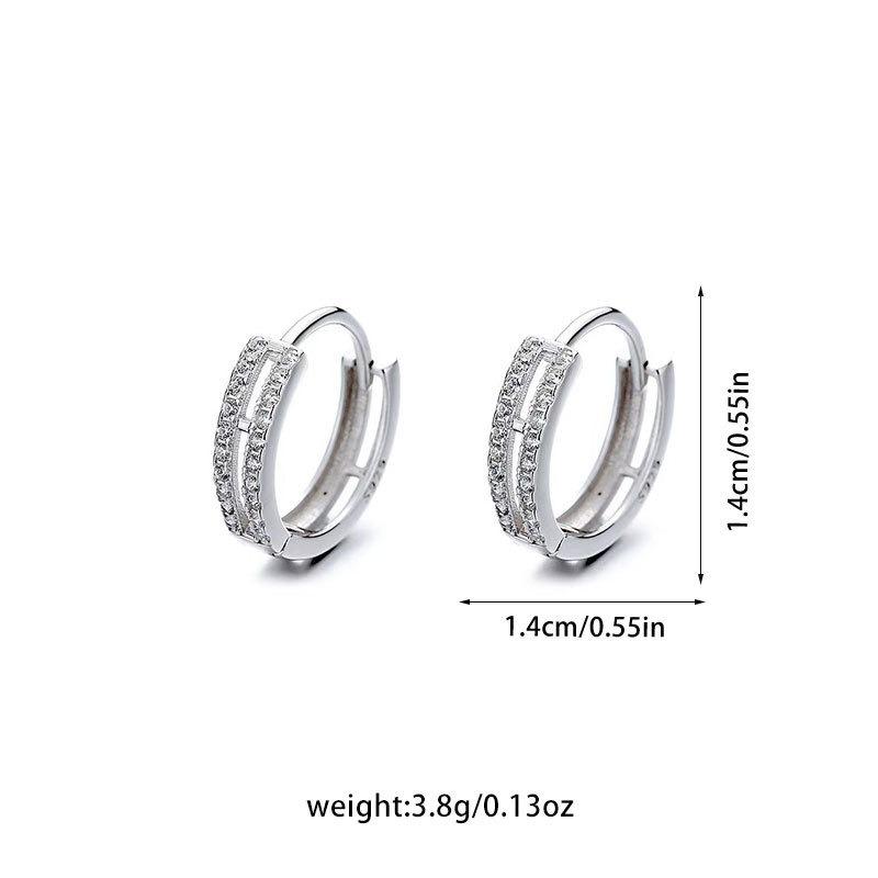 Fashion Zircon Double Layer Huggie Hoop Earrings for Women Vintage Stainless Steel Round Circle Earring Bling Party Jewelry Gift
