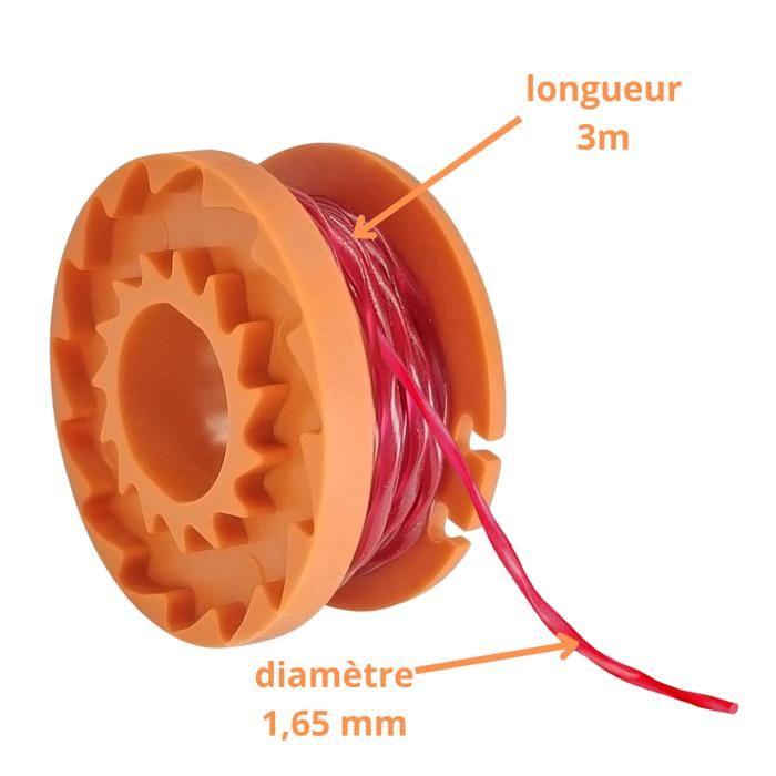 Катушка лески для триммера - Worx - WA0010 - Ø 1,65 мм - Д 3 м - Упаковка из 8 катушек и 2 крышек