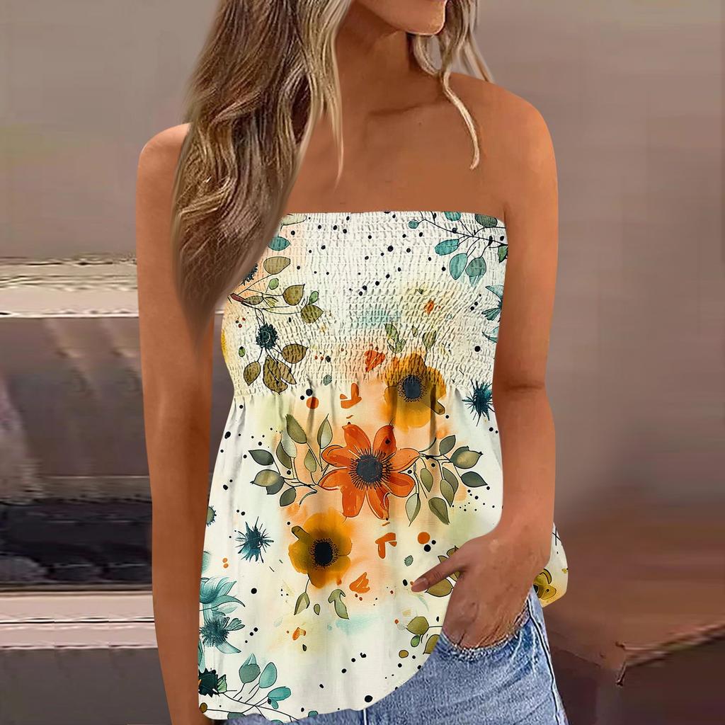 2024 топы для женщин, милая сексуальная футболка без рукавов с открытыми плечами и цветочным принтом