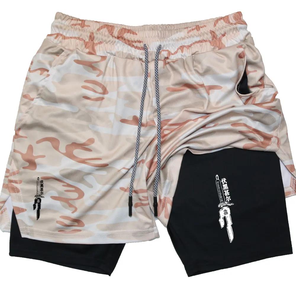 Мужские шорты Anime Performance GYM Casual Sports Summer Compression Shorts Workout Running Mesh 2 In 1 Sport Shorts