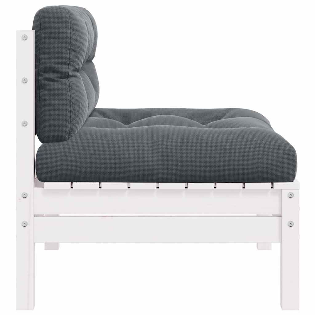 vidaXL 2-Sitzer-Gartensofa mit Kissen Weiß Massivholz Kiefer