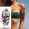 Hot Sale 1PC Waterproof Temporary Tattoo Sticker Rose Flower Tattoo Skull Flower Body Art Arm False Sleeve Tattoo Women