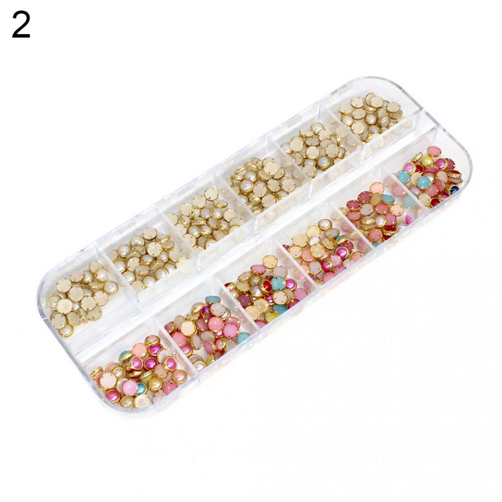 12 Grid 3D DIY Glitter Nail Art Rhinestone Sequins Decoration Manicure Tips