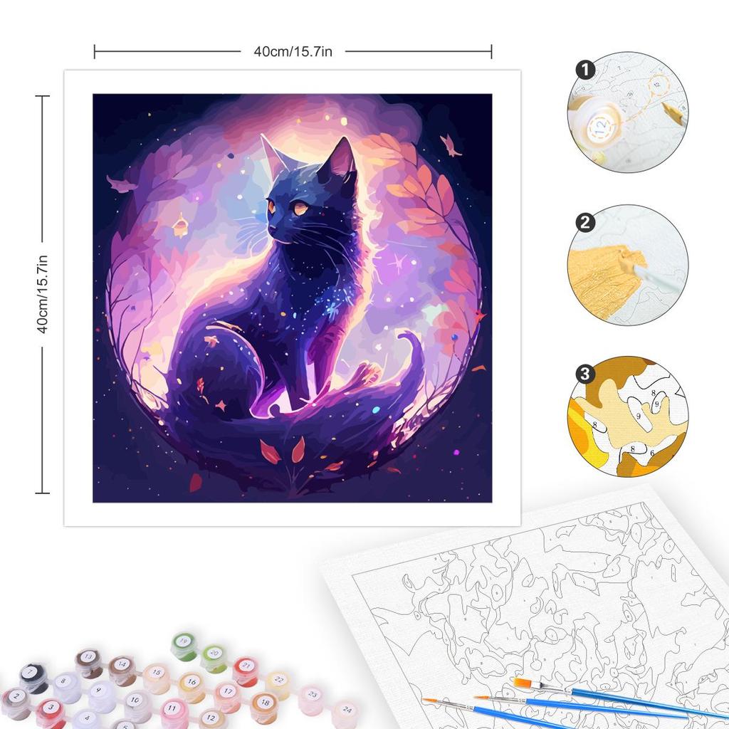 Frame Cat Painting By Numbers For Adults Kits Animals Fantasy Picture Paint On Numbers  Starter Kit For Diy Gift 40x40cm