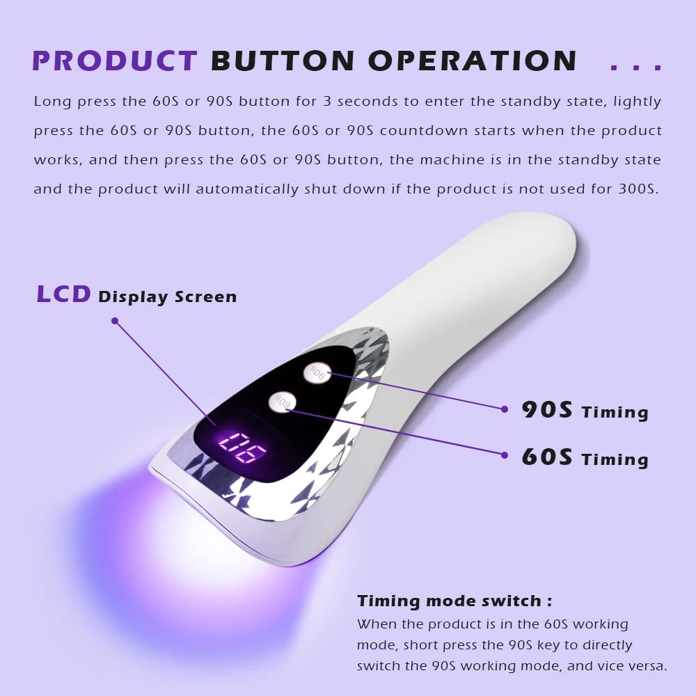 Handheld UV LED Lamp For Nails Drying Lamp Rechargeable Mini Manicure Lamp Nail Dryer For Gel Nails Portability Nail Art Tool