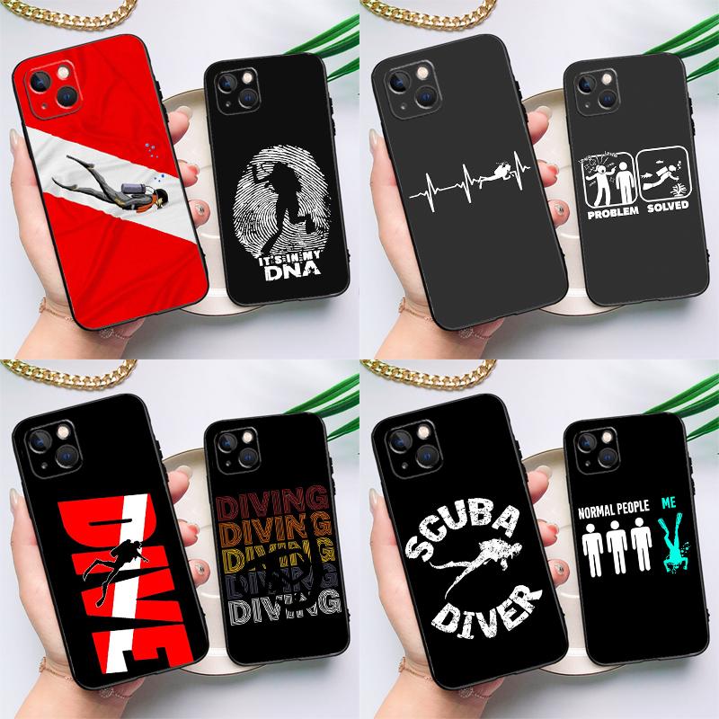 Scuba Diver Diving Phone Case For iPhone 17 16 15 14 13 11 12 Pro Max Plus 12 13 Mini 16e 17 Air Cover Coque