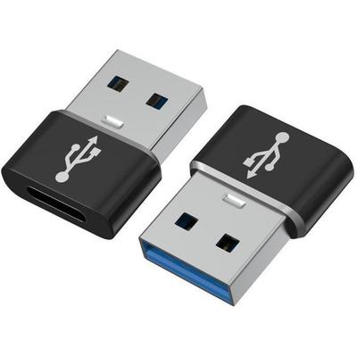 Адаптер USB 2.0 на USB-C, совместимый с сетевым зарядным устройством-компьютером и т.д. на USB C Samsung-Xiaomi-Huawei и т.д. [Набор из 2 штук] Phonillico®