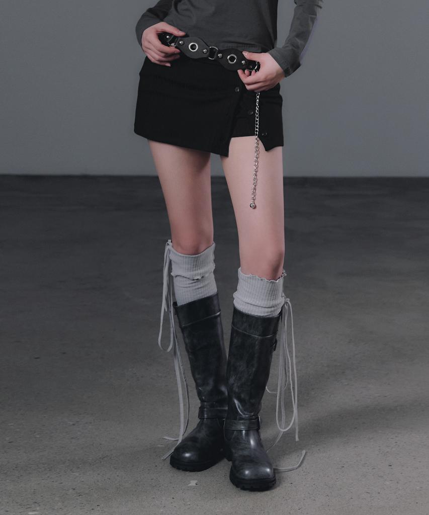 Шорты-юбка Geulouhaideu Lunel со складками и пуговицами_Черный