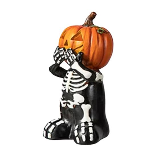 Хэллоуин Украшение Скелет Форма Тыквы Статуи Смола Готический Декор Дом Вечеринка Фестиваль Фигурка Черепа