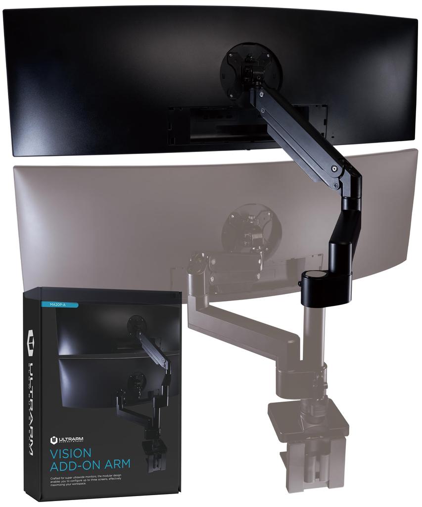 ULTRARM Additional Compatible with Load Capacity Pillar Gas High Compatible with VESA 75x75mm Monitor Dual Top and PC Arm, Large, 17-57 Inch, 20kg,