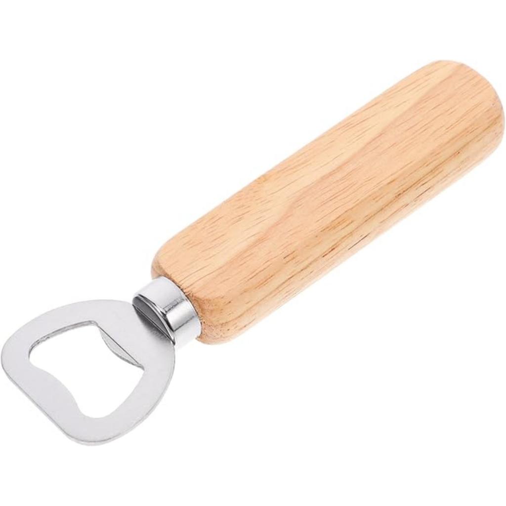 Multi-function Beer Bottle Opener Sturdy Stainless Steel Wooden Handle Easy To Use Ideal for Home Bar Travel