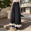 Ice Silk Flower Patchwork Wide Leg Pants for Women Summer Thin High Waist Loose Straight Drape Casual Ankle Pants