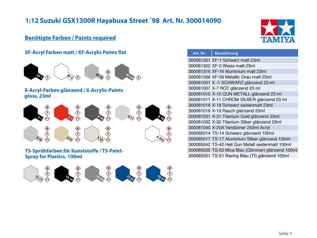 Tamiya Motorcycle Series Suzuki Hayabusa 1300 GSX1300 Plastic Model 14090 1/12 No.90