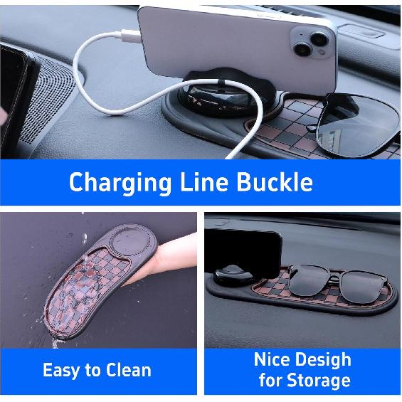Universal Anti-Slip Car Dashboard Mat With 360° Rotating Phone Holder – Multi-Functional Organizer Pad For Phones, Sunglasses, Keys, And Daily
