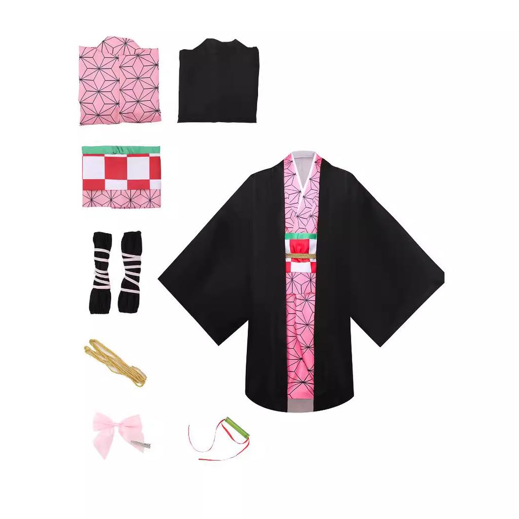 Детский костюм для косплея на Хэллоуин Kimetsu No Yaiba, наряд для ролевых игр для девочек, Камадо Незуко