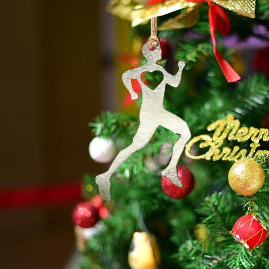 Мужчины Женщины Бегун Снеговик Висячие Украшения Полое Сердце Любви Сверхмощный Металлический Ремесло Бег Мальчик Девочка Орнамент Подвеска Подарок Любителю Спорта