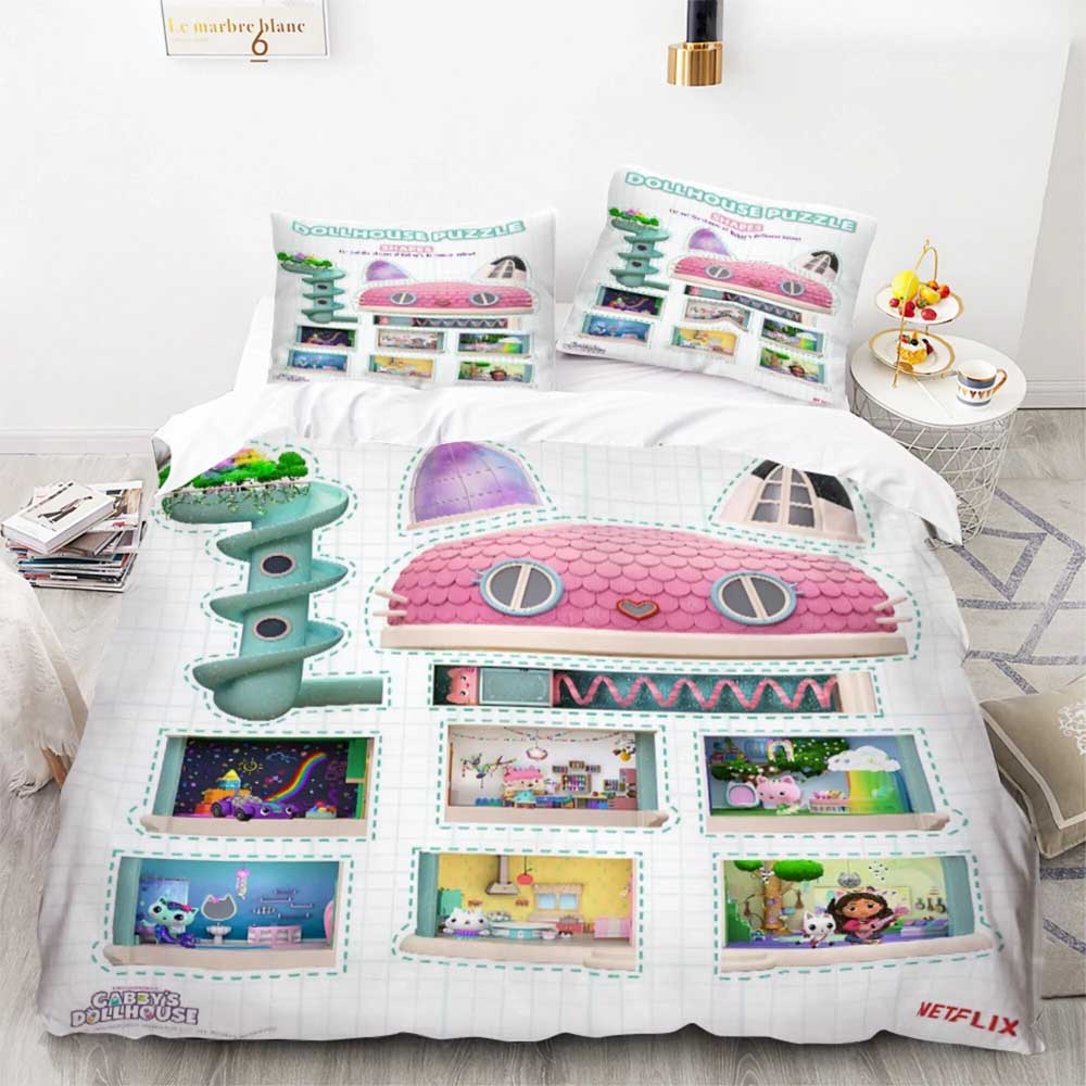 G-Gabbys Doll house 3D Printed Duvet Case Pillowcase Bedding Set Twin Full King for Kids Adults Bedroom