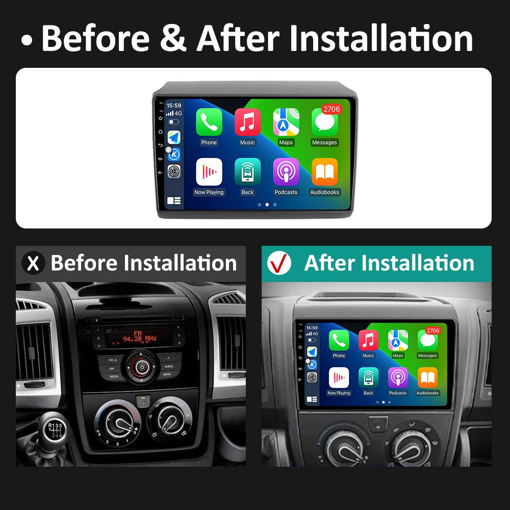 Для Fiat Ducato 2007 2008 2009 2010 - 2015 Android 14 Автомобильный Аудио Видео Мультимедийный Плеер Вентилятор охлаждения GPS Навигация Аксессуары