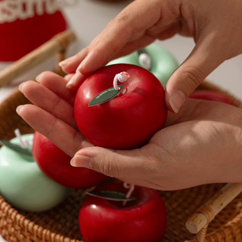 1PC Apple Shape Scented Candles Christmas Simulation Christmas Atmosphere Decoration Ornament Gift