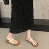 Flat-bottomed linen slippers women's shoes outer wear 2025 new summer jacket toe sandals holiday beach seaside sandals