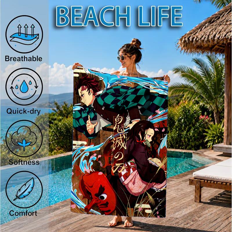 Anime Samurai Warrior's Journey Beach Towel, Microfiber Beach Towel, Perfect For Pool, Beach, Travel, Home Decor Beach Party Fan gifts