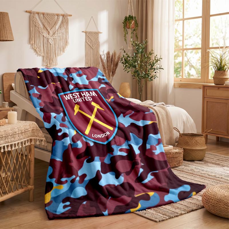 West Ham United Football Print Flannel Blanket Soft Warm Sofa Bed Throw Blanket For Home Office Bedroom