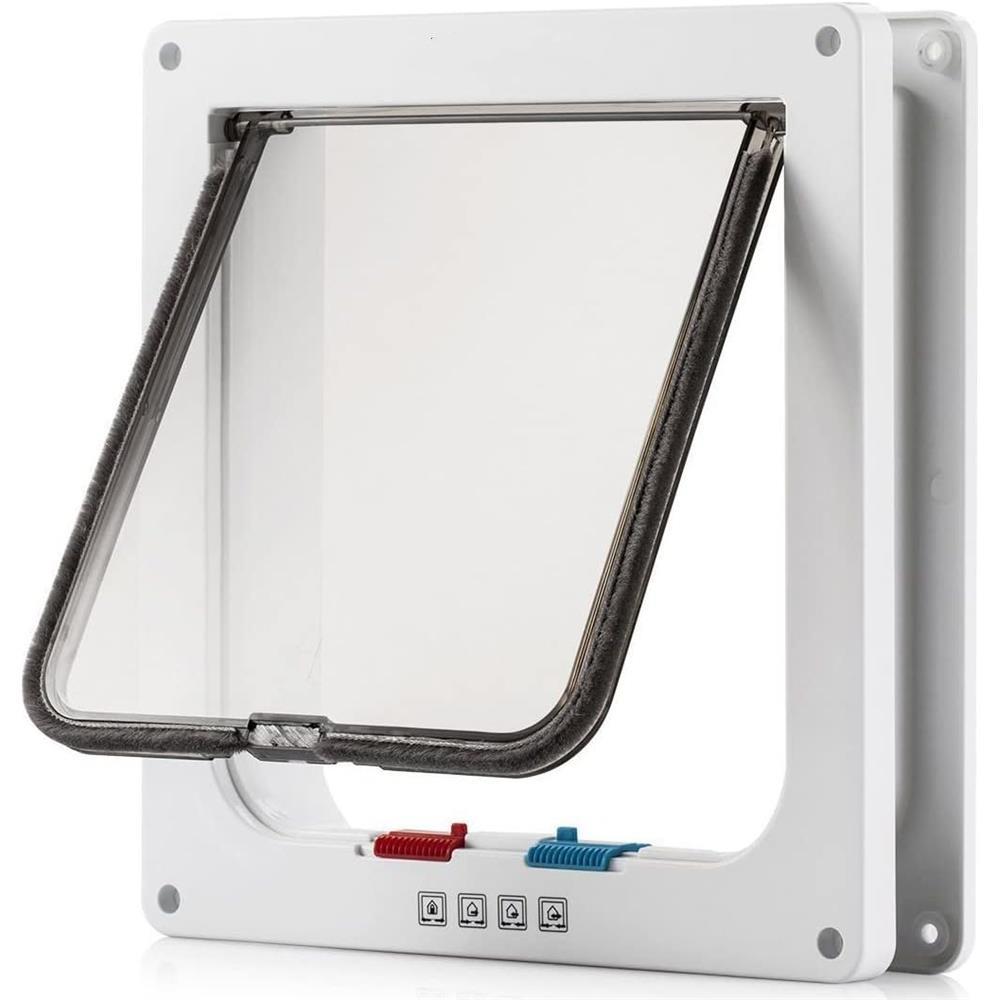 Большая дверца для кошек, 4-х сторонняя запирающаяся дверца для кошек для внутренних и наружных дверей, водонепроницаемая дверца для домашних животных