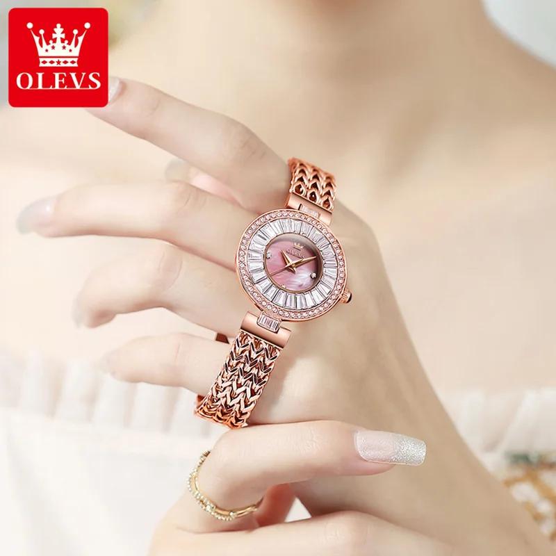 OLEVS Оригинальные элегантные кварцевые женские часы Лучший бренд водонепроницаемые часы для женщин из нержавеющей стали роскошные часы с бриллиантами