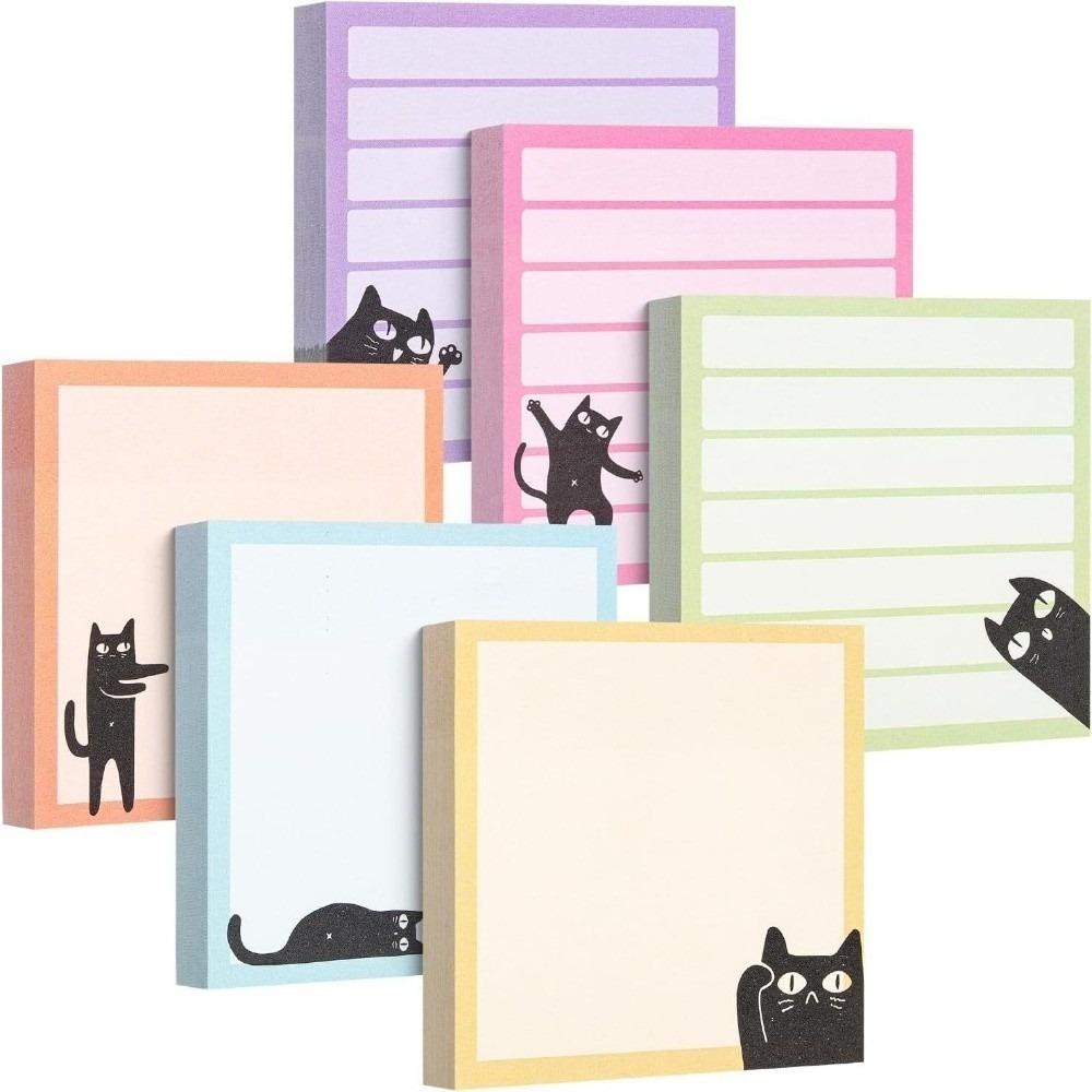 9pcs Set Random Patterns Memo Pads Black Cat Self-Stick Note Pad Portable Sticky Notes  Student