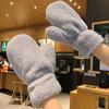 Женские милые, милые, мягкие, твердые, плюшевые, пушистые, зимние, сохраняющие тепло перчатки, защита от холода, ветрозащитные, утолщенные варежки