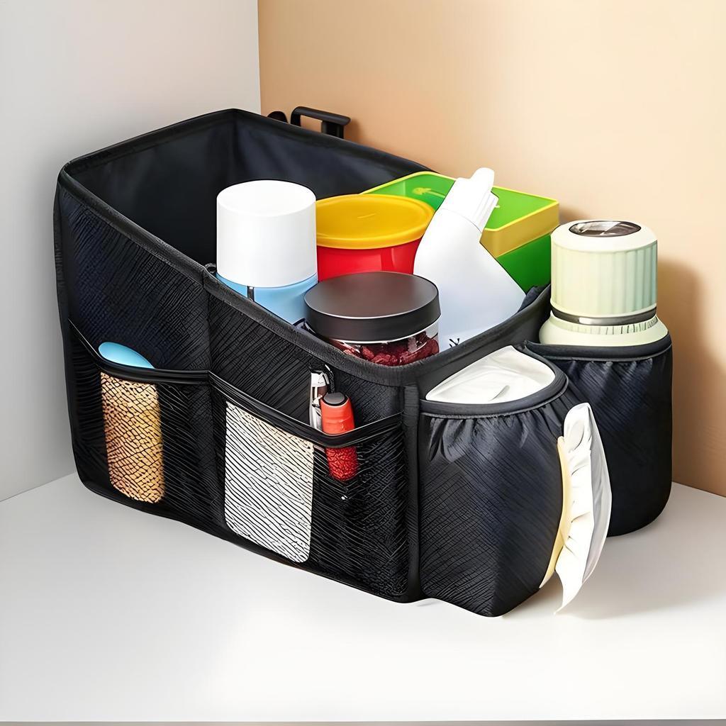 Front Seat Organizer Foldable Console Storage Caddy With Handle Interior Organizer Accessories For Toys Tissues Snacks Drinks