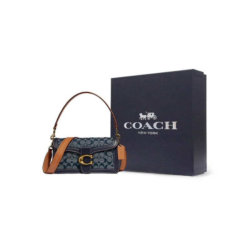 COACH Tabby Calfskin With Leather Wine God Bag, Handbag, Crossbody Bag Medium Women's Denim Blue 3700-B4RA3
