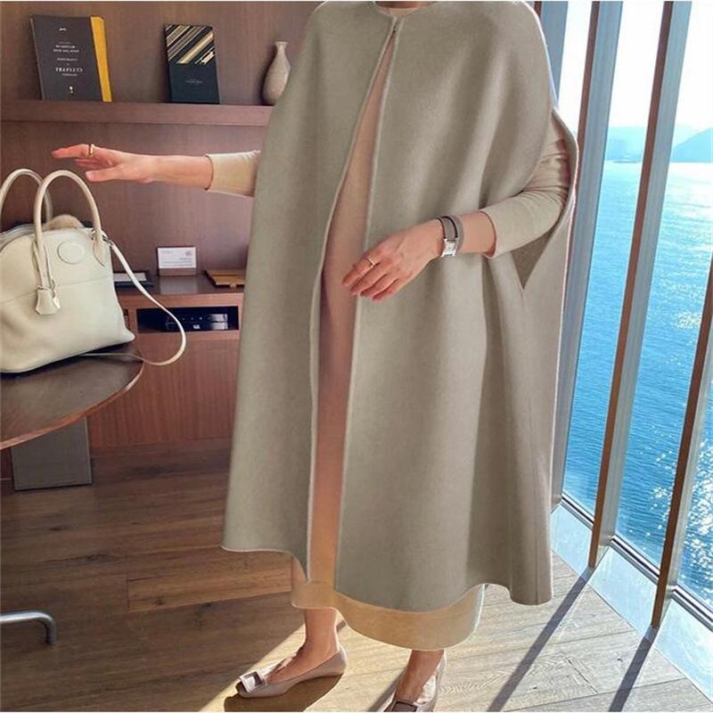 Женское пальто, шерстяной кардиган без рукавов средней длины с круглым вырезом