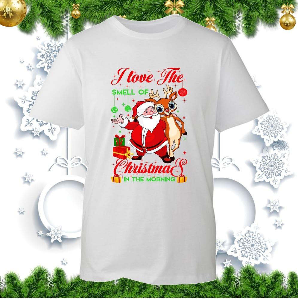 I Love The Smell Of Christmas In The Morning Tshirt Funny Santa Reindeer Joke