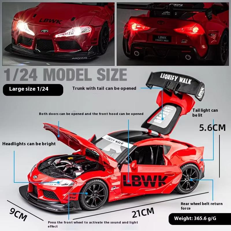 1/22 масштаб Toyota Supra литая модель гоночного автомобиля со звуком и светом инерционный звуковой эффект коллекция украшений для мальчиков подарок