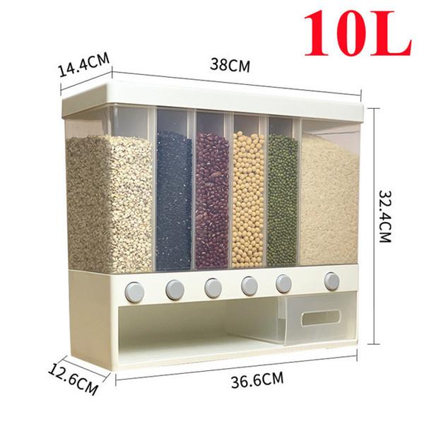 Настенное ведро для риса 10 л/6 л, секретный ящик для хранения пищевых зерен, герметичный влагостойкий резервуар, кухонный контейнер для диспенсера для круп