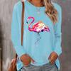 Tops For Women Flamingo Animals Print Round Neck Long Sleeve T-shirt Fall Casual Slim Pullover Women's Long Sleeve Top