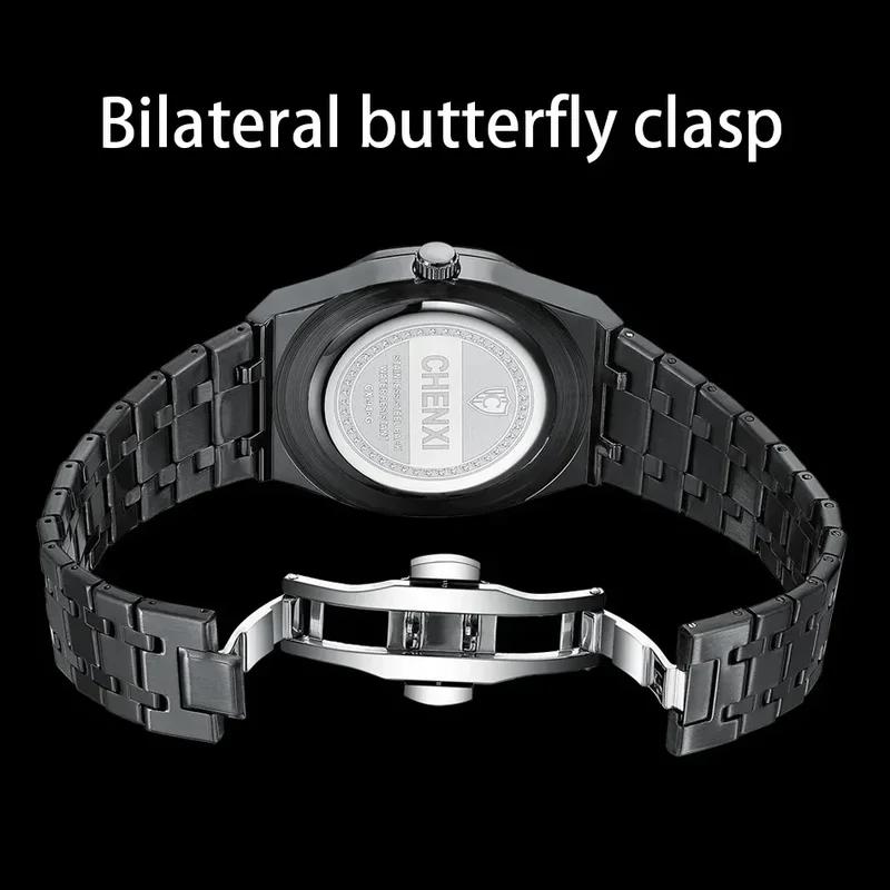 Chenxi Top Luxury Brand Auto Date Wristwatch Mens Sport Waterproof Multi Function Chronograph Stainless Steel Wristwatches