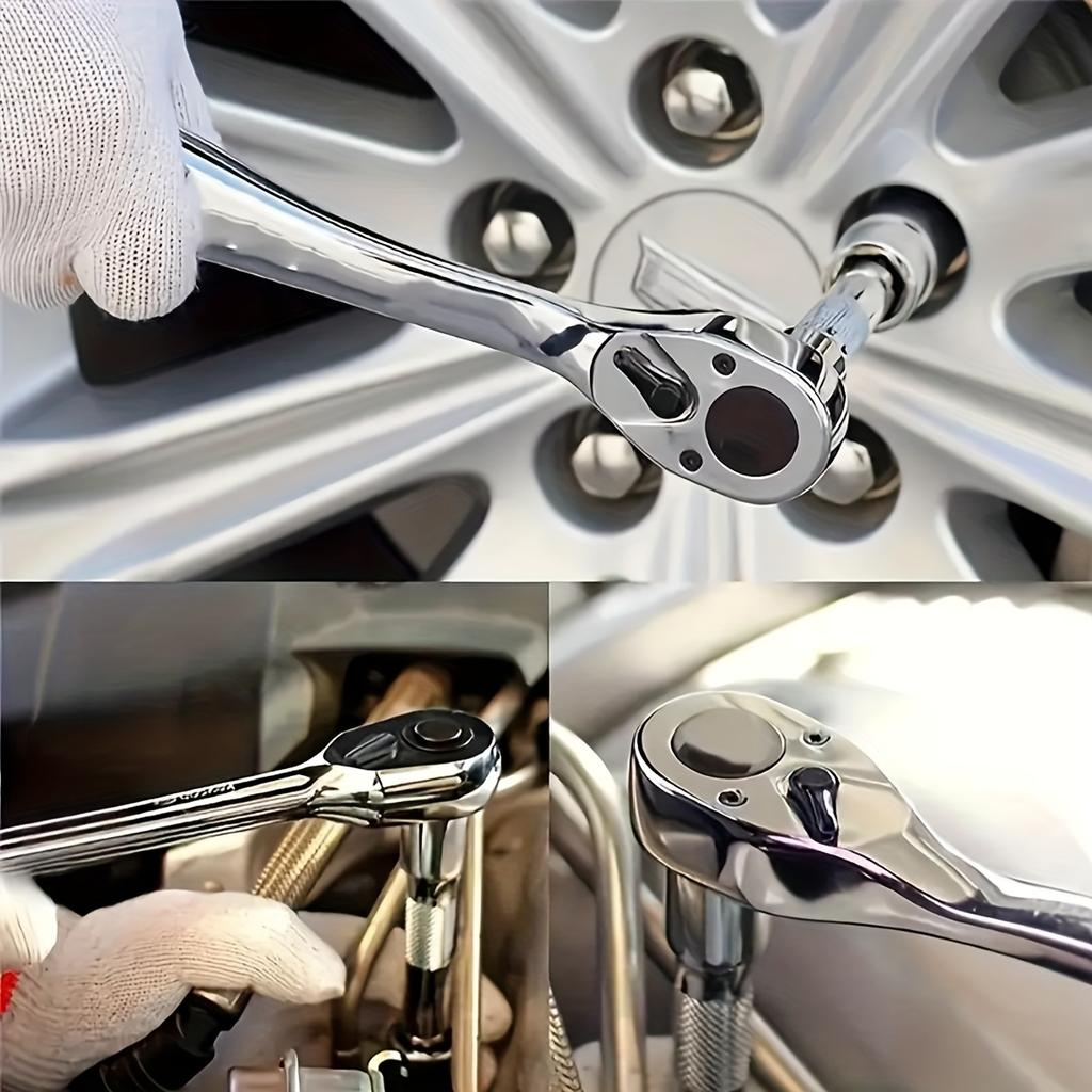 Набор торцевых головок 1/4"-3/8"-1/2", метрические и дюймовые головки CR-V с быстросъемным храповым ключом, профессиональная модель 72 зубца, головки