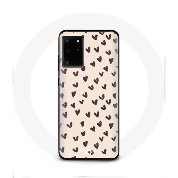 Coque pour Samsung Galaxy S11 Plus Fond de texture abstraite coeurs noirs