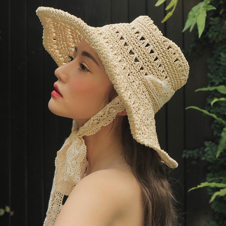 Women's Large Brim Foldable Breathable Straw Sun Hat for Summer Travel & Vacation