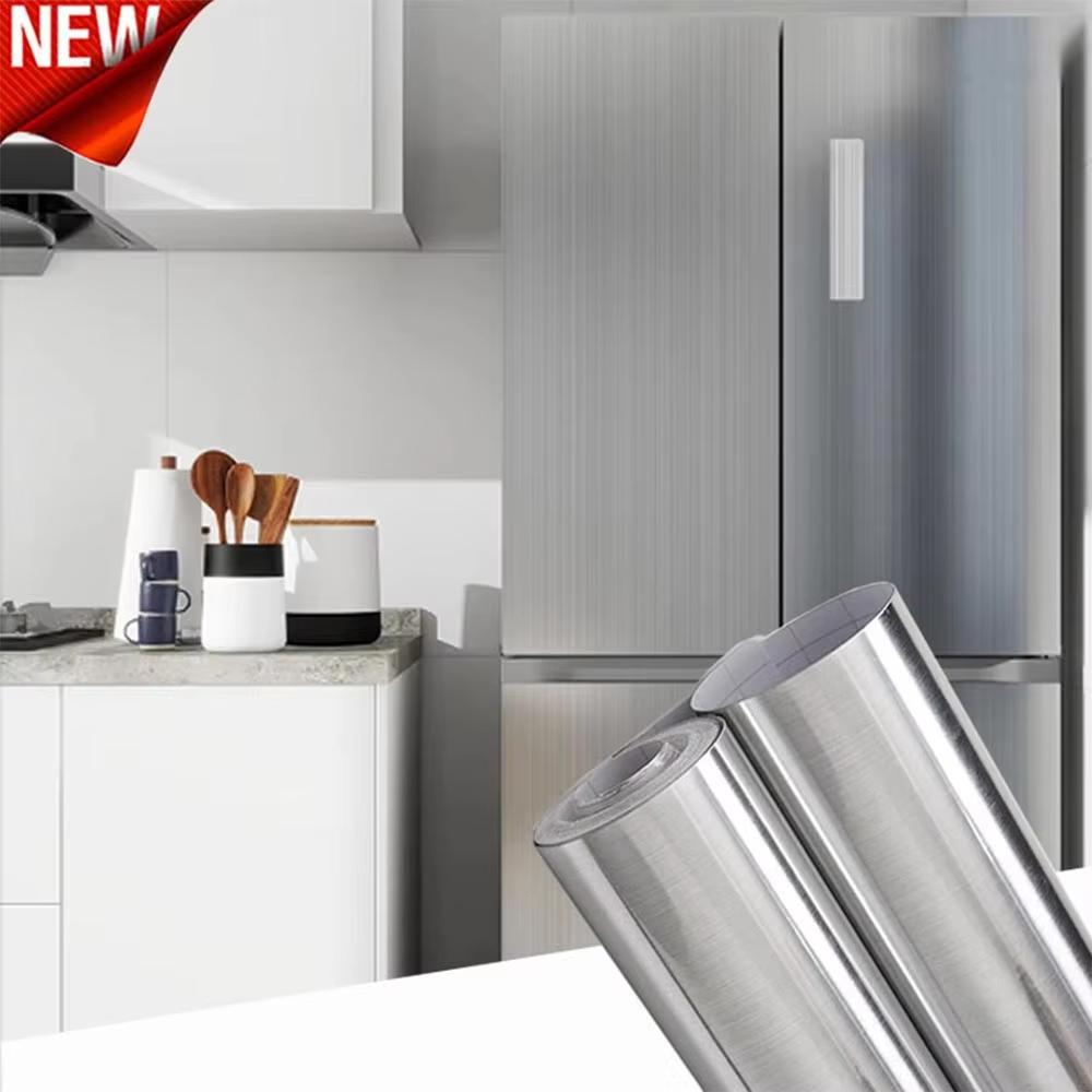 40 см Металлический матовый серебристый Водонепроницаемая нержавеющая сталь Настенная наклейка Кухня Гостиная Холодильник Столешница Клейкие обои