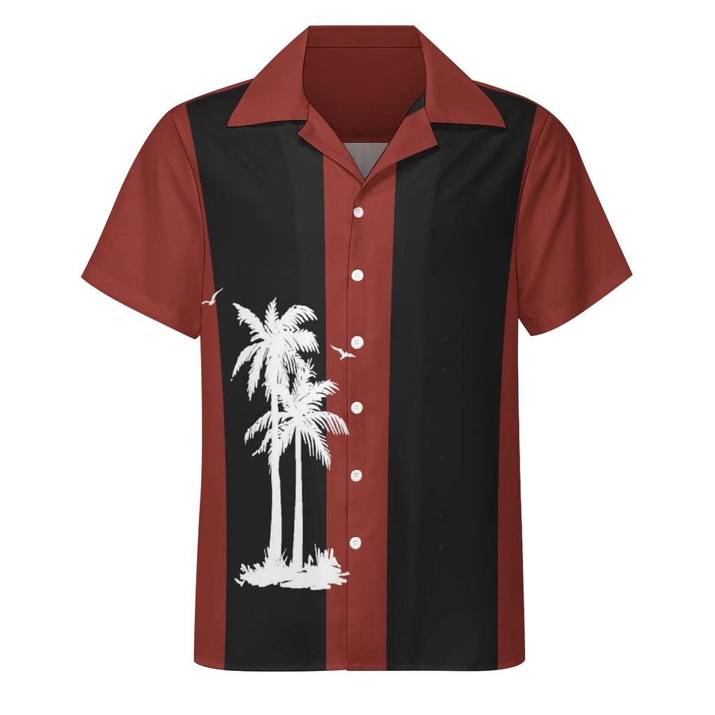 Hawaiian Shirt For Men, Men's Vintage Button Down Bowling Shirts Short Sleeve Summer Beach Shirt