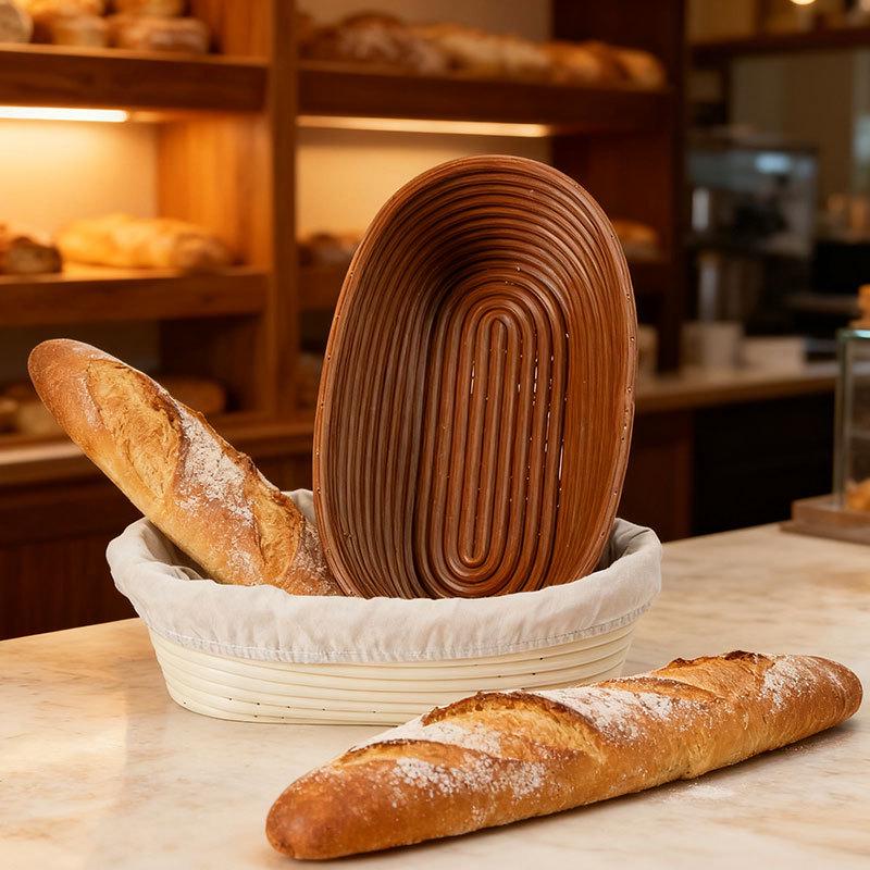 Моющаяся плетеная корзина для расстойки хлеба из ротанга — в европейском стиле.