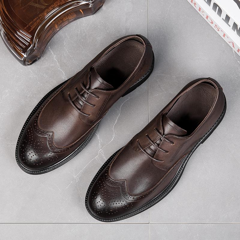 FashionNew Мужские оксфордские туфли из натуральной кожи, дышащие уличные кроссовки, роскошные брендовые мужские туфли-броги ручной работы, повседневная деловая обувь