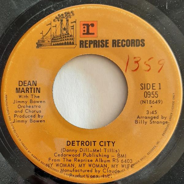 7-дюймовая пластинка DEAN MARTIN THE JIMMY BOWEN ORCHES Detroit City Turn The World Aroun 0955 REPRISE 1970 Канада Поп Б/у
